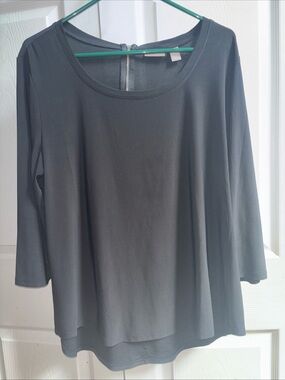 Women’s Black Chico’s Size 3 Scoop Neck Long Sleeve Top